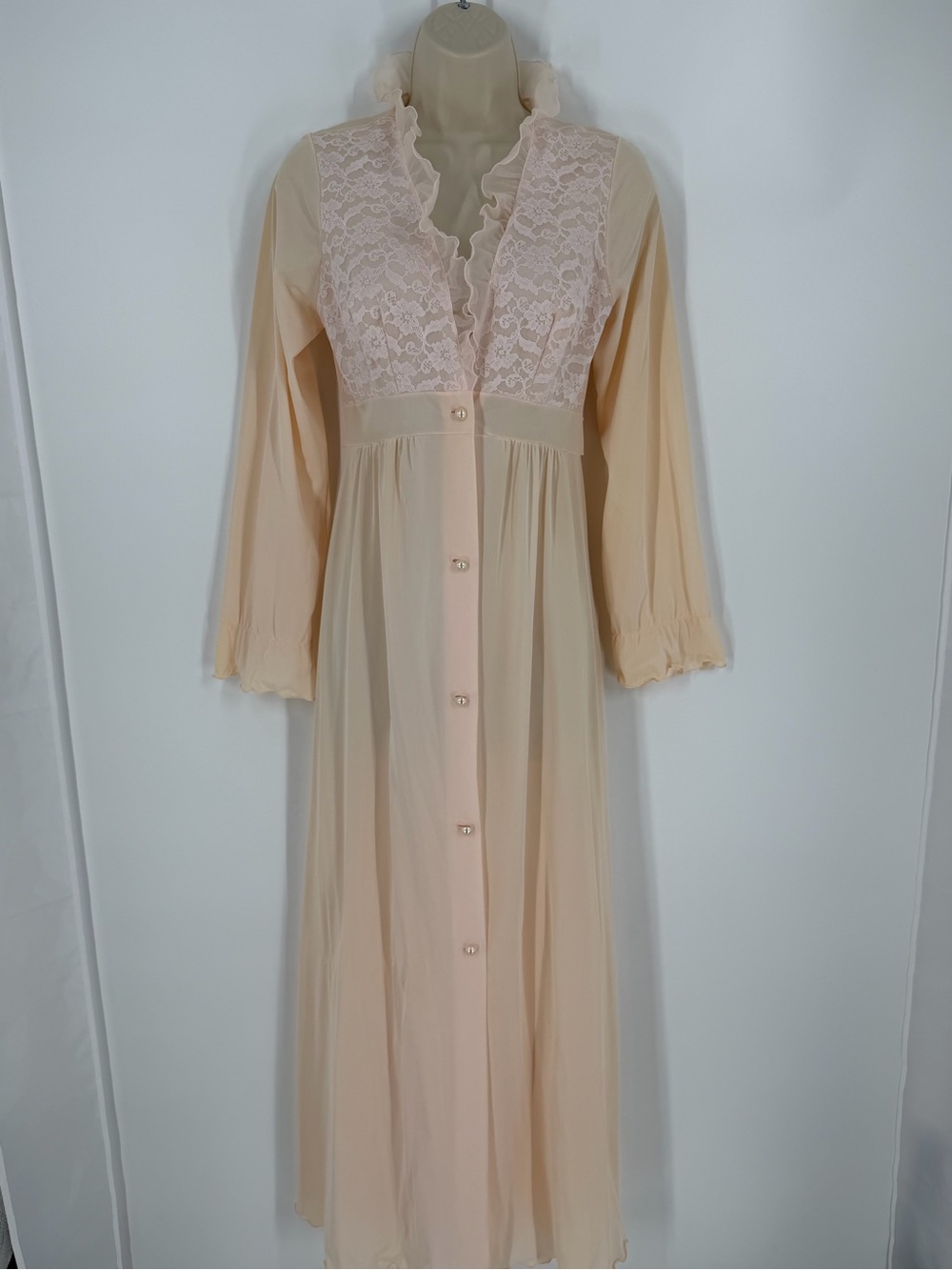 Vintage Shadowline Lace Robe Peignoir Petite Romantic Boudoir Retro Glam
